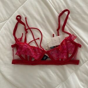For Love and Lemons Red Lace Bra